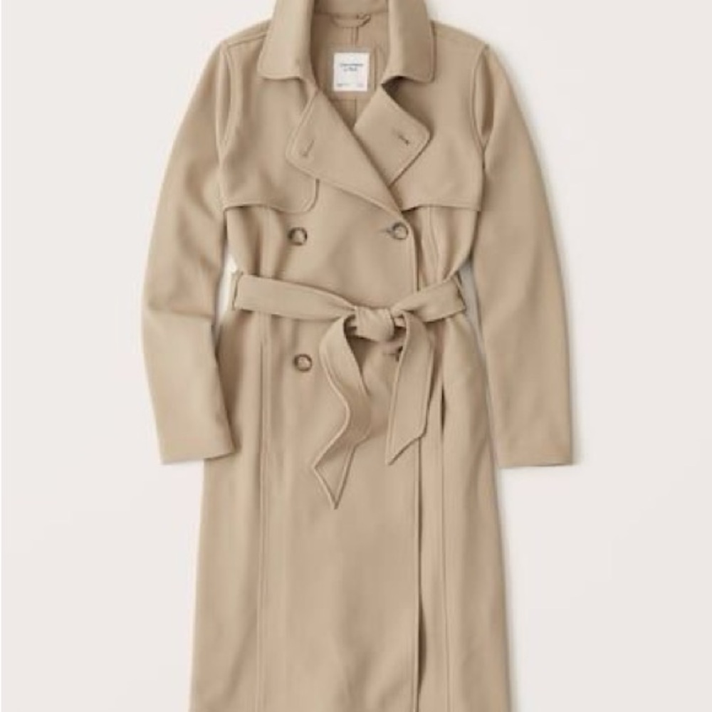 Abercrombie XSP beige long drapey trench